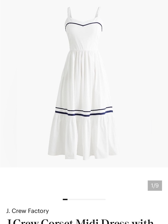 J. Crew Dresses & Skirts - J. Crew White Midi Dress with Navy Trim